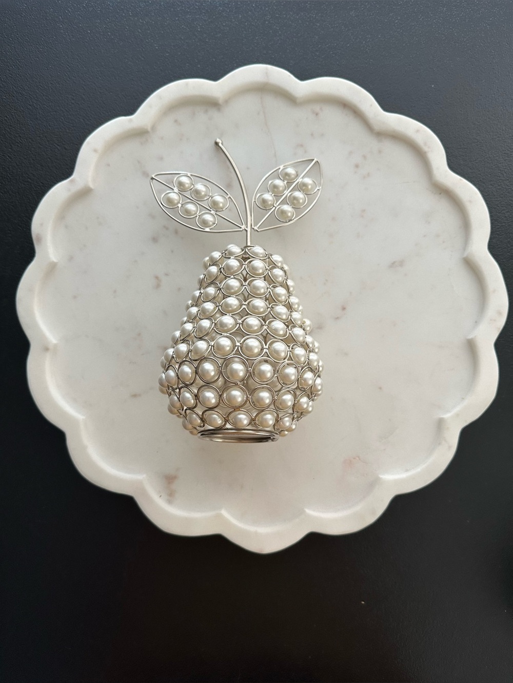 Aman ~ Faux Pearl Pear Shaped Decor 10 Inches